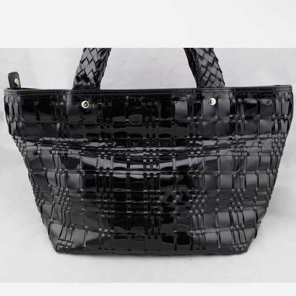 SUPER RARE KATE SPADE Black Patent
Woven Leather Satchel Tote Shoulder Bag - Picture 5 of 15